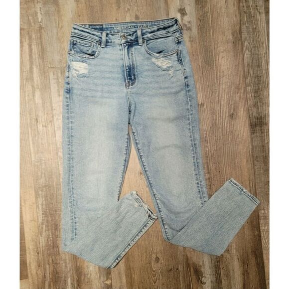 American Eagle Jeans Women's Size 2 X- Long Skinny Next Level Stretch Distressed - Picture 1 of 9
